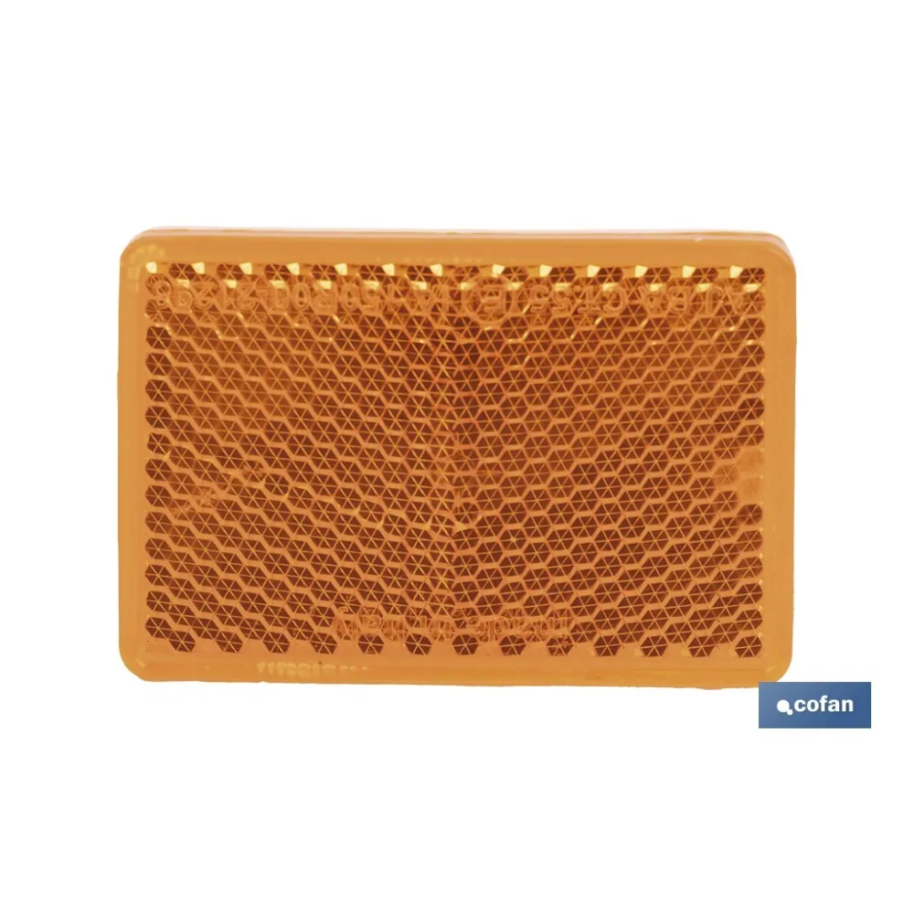 CATADIÓPTRICO RECTANGULAR ÁMBAR 56 X 39 MM CON ADHESIVO