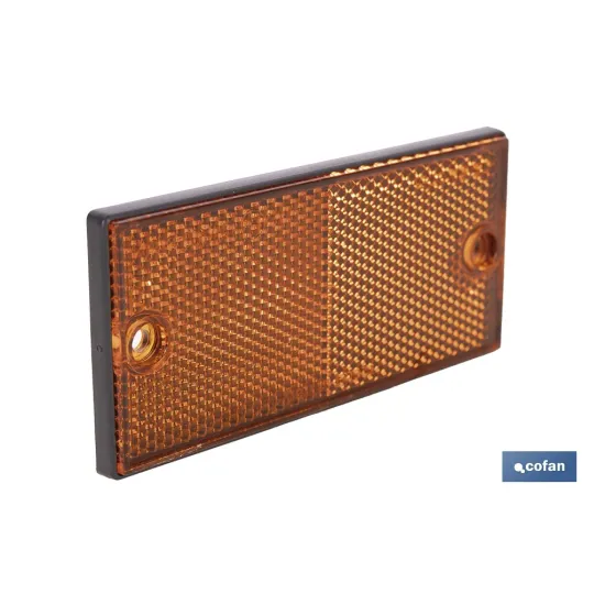 CATADIÓPTRICO RECTANGULAR ÁMBAR 106 X 50 MM CON AGUJERO SIN TORNILLO