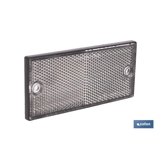 CATADIÓPTRICO RECTANGULAR BLANCO 106 X 50 MM CON AGUJERO SIN TORNILLO
