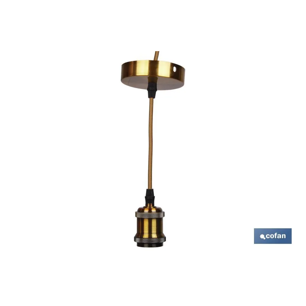 PORTALAMPARAS (cable+rosetón)  ORO E27 100X10CM