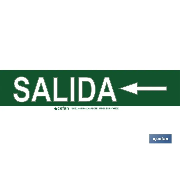 SEÑAL LUMINISCENTE 400X100MM.