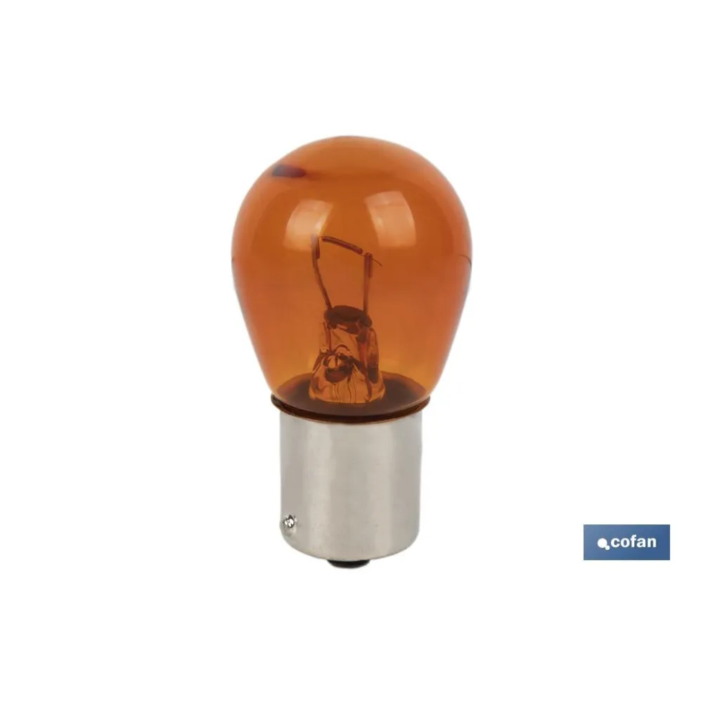 LÁMPARA COFAN 1 POLO ÁMBAR DESCENTRADA PY21W (BAU15s) 12V