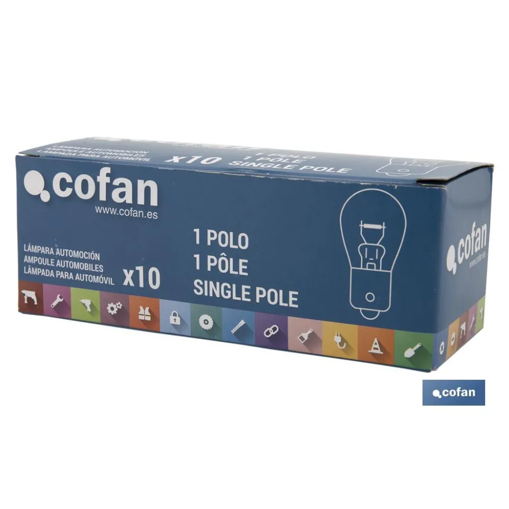 LÁMPARA COFAN 1 POLO ÁMBAR DESCENTRADA PY21W (BAU15s) 12V