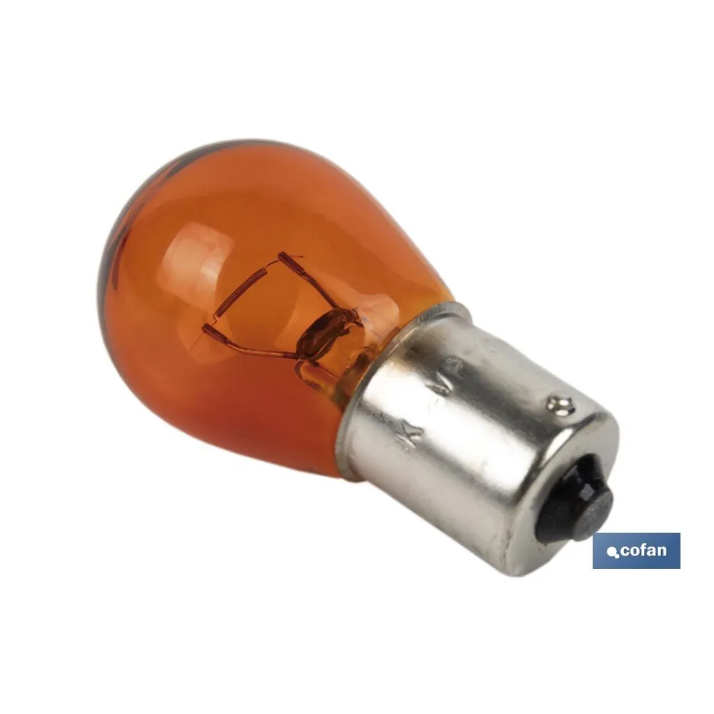 LÁMPARA COFAN 1 POLO ÁMBAR DESCENTRADA PY21W (BAU15s) 12V