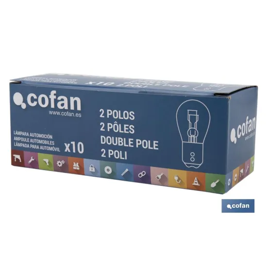 LÁMPARA COFAN 2 POLOS ROJA CENTRADA P21/5W (BAY15d) 12V