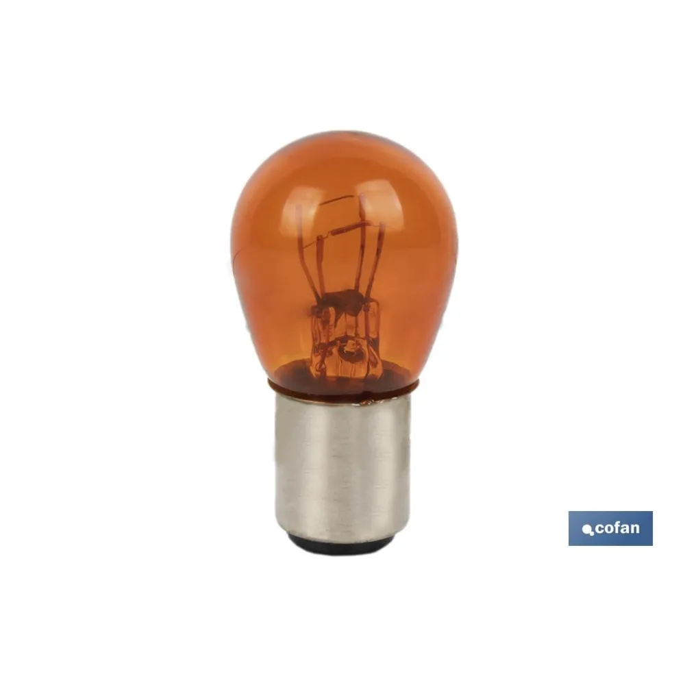 LÁMPARA COFAN 2 POLOS ÁMBAR CENTRADA P21/5W (BAY15d) 12V