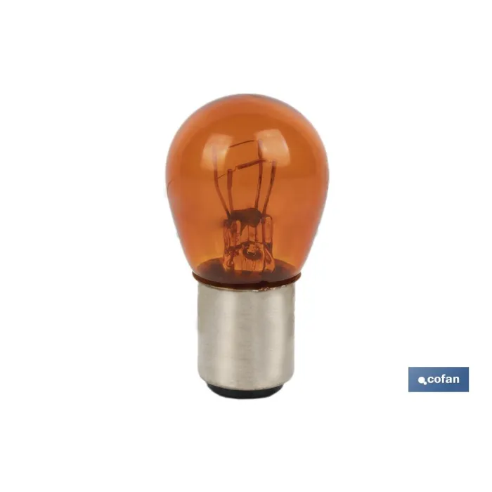 LÁMPARA COFAN 2 POLOS ÁMBAR CENTRADA P21/5W (BAY15d) 12V