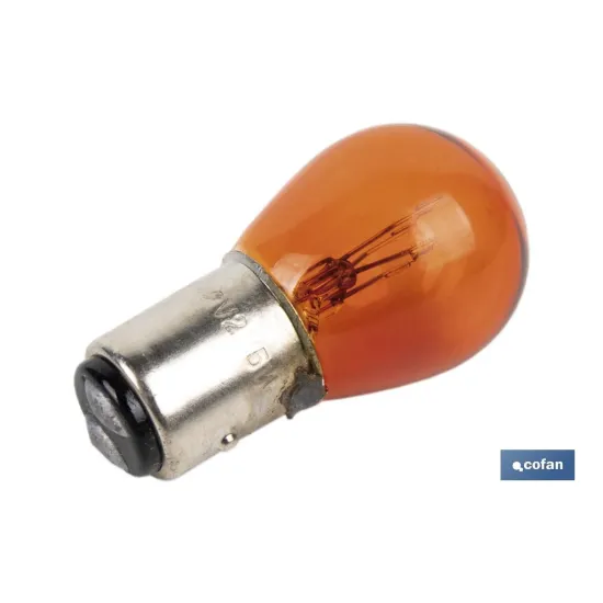 LÁMPARA COFAN 2 POLOS ÁMBAR CENTRADA P21/5W (BAY15d) 12V