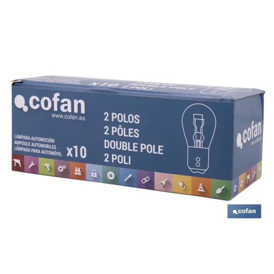 LÁMPARA COFAN 2 POLOS ÁMBAR CENTRADA P21/5W (BAY15d) 12V