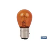 LÁMPARA COFAN 2 POLOS ÁMBAR DESCENTRADA P21/5W (BAZ15d) 12V