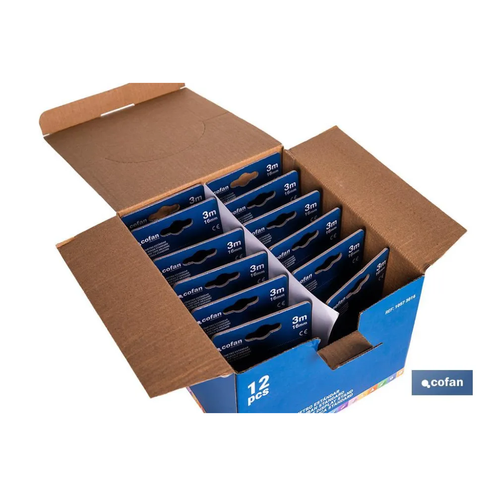 EXPOSITOR FLEXÓMETRO ESTÁNDAR 16 MM X 3 M 12 UDS.