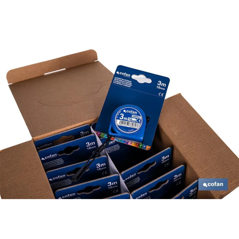 EXPOSITOR FLEXÓMETRO ESTÁNDAR 16 MM X 3 M 12 UDS.