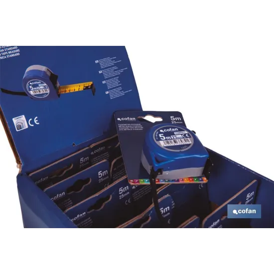 EXPOSITOR FLEXÓMETRO ESTÁNDAR 25 MM X 5 M 12 UDS.