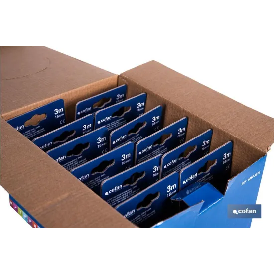 EXPOSITOR FLEXÓMETRO HOJA NEGRA DOBLE CARA 16 MM X 3 M 12 UDS.