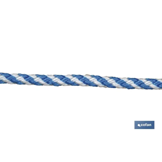 CUERDA HELICOIDAL 16MM 25 M. BCO/AZUL