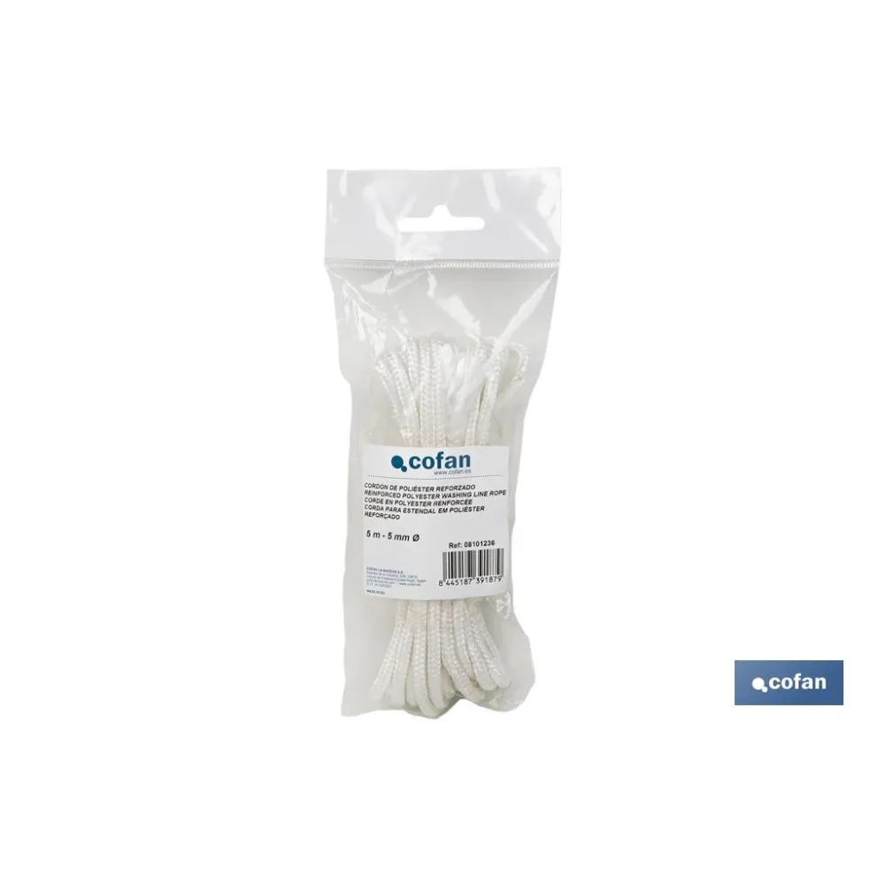 MADEJA CORDÓN POLIÉSTER REFORZADO 5 MM 5 M BLANCO