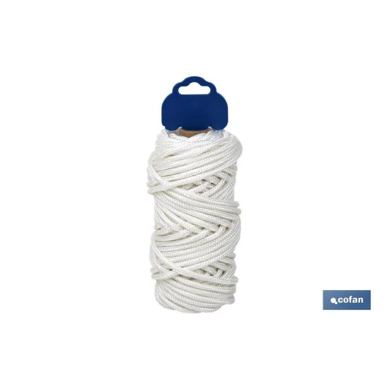 BOBINA CORDÓN POLIÉSTER REFORZADO 5 MM 25 M BLANCO