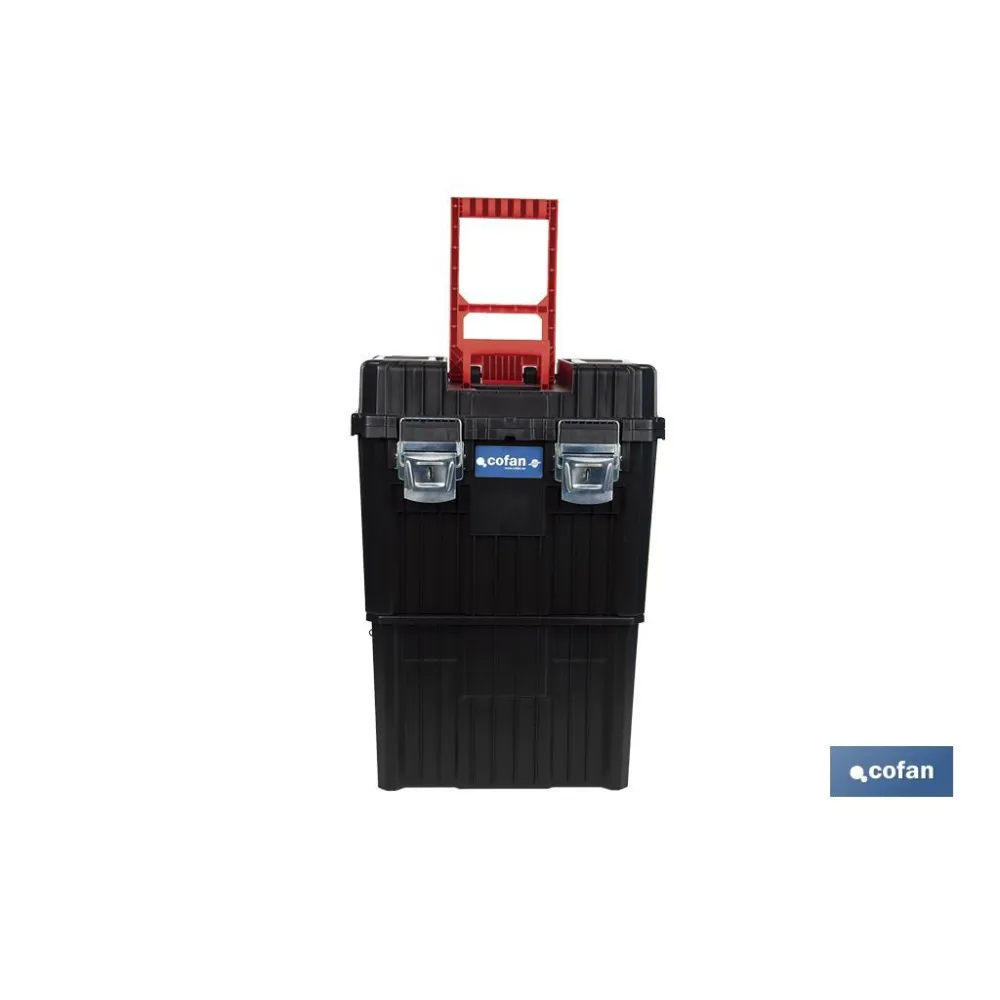 CAJA DE HERRAMIENTAS COMPACT CON DOBLE ASA Y RUEDAS 450 X 360 X 640 MM
