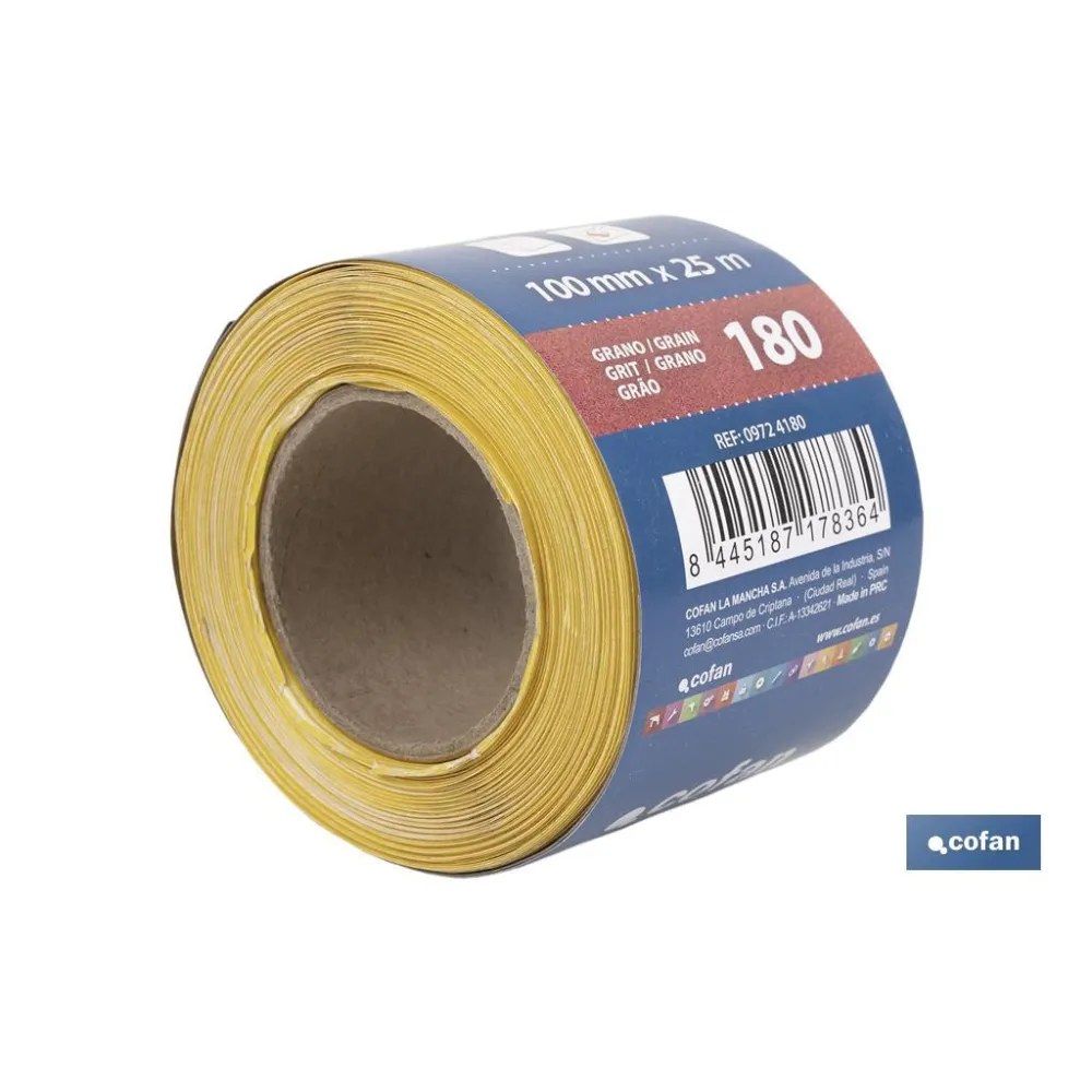 ROLLO LIJA DE PAPEL 100 X 25 M. G.180