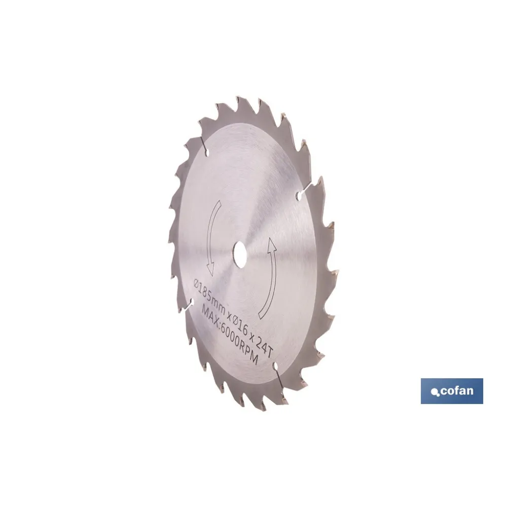 DISCO CORTE PARA MADERA Ø185 MM X 16 MM X 2,4 MM X 24 DIENTES