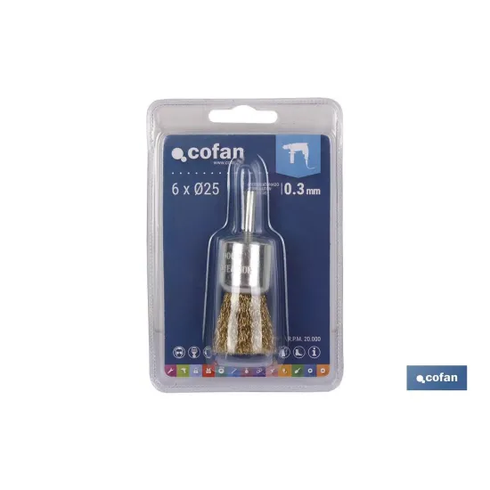CEPILLO BROCHA ONDULADO 6xØ25 A.LATONADO 0.3mm