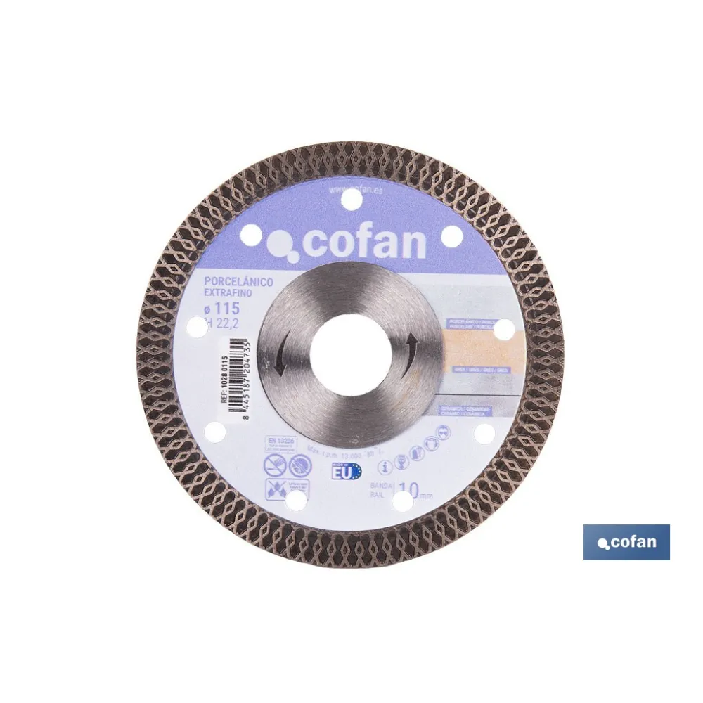 DISCO DIAMANTE PORCELANICO EXTRAFINO H-10mm, 115mm