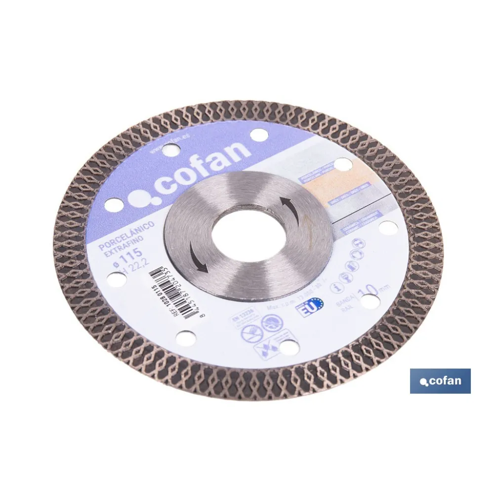 DISCO DIAMANTE PORCELANICO EXTRAFINO H-10mm, 115mm