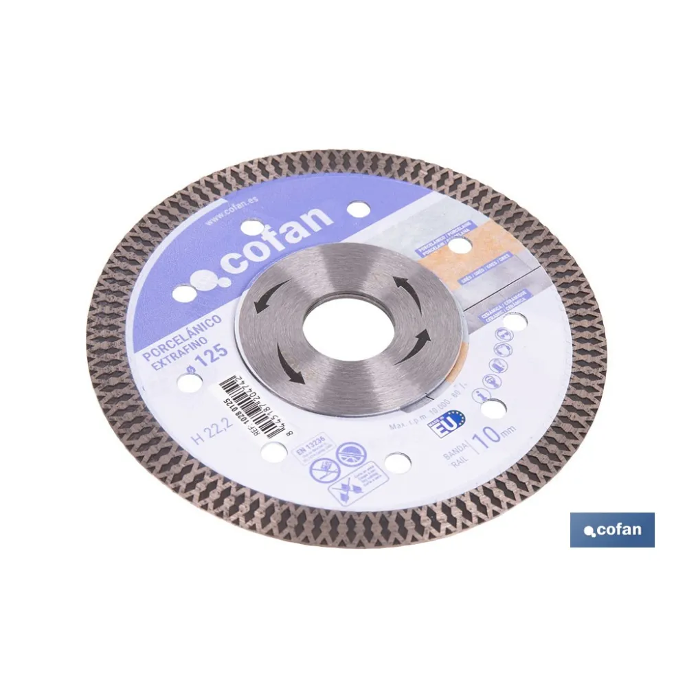 DISCO DIAMANTE PORCELANICO EXTRAFINO H-10mm, 125mm