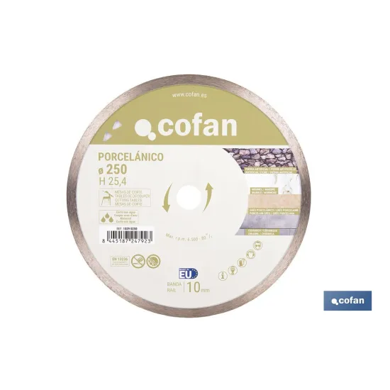 DISCO PORCELANICO MAQUINAS DE MESA 250mm - H25,4