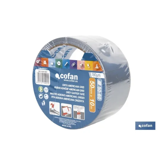 CINTA AMERICANA GRIS 180 MICRAS 50 MM X 10 M