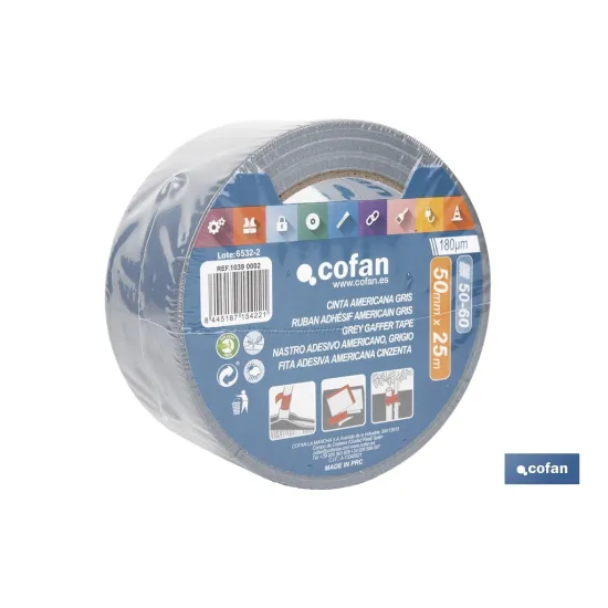 CINTA AMERICANA GRIS 180 MICRAS 50 MM X 25 M