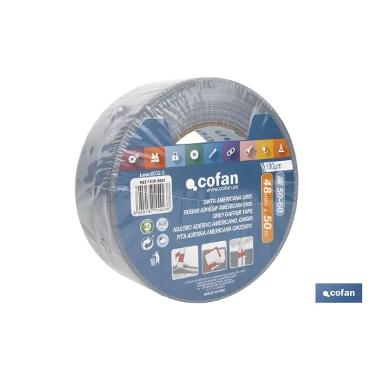 CINTA AMERICANA GRIS 180 MICRAS 48 MM X 50 M