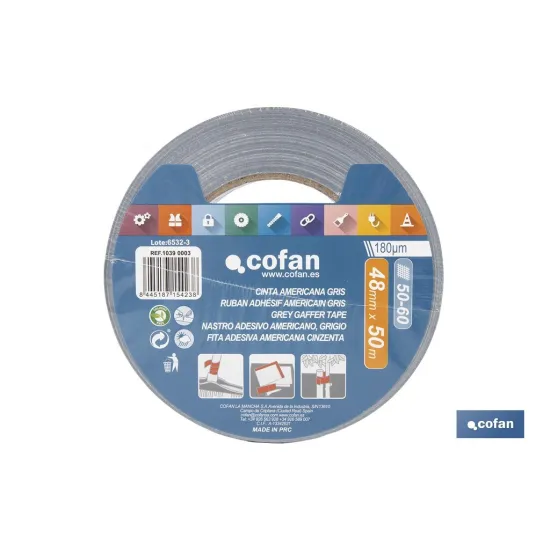 CINTA AMERICANA GRIS 180 MICRAS 48 MM X 50 M