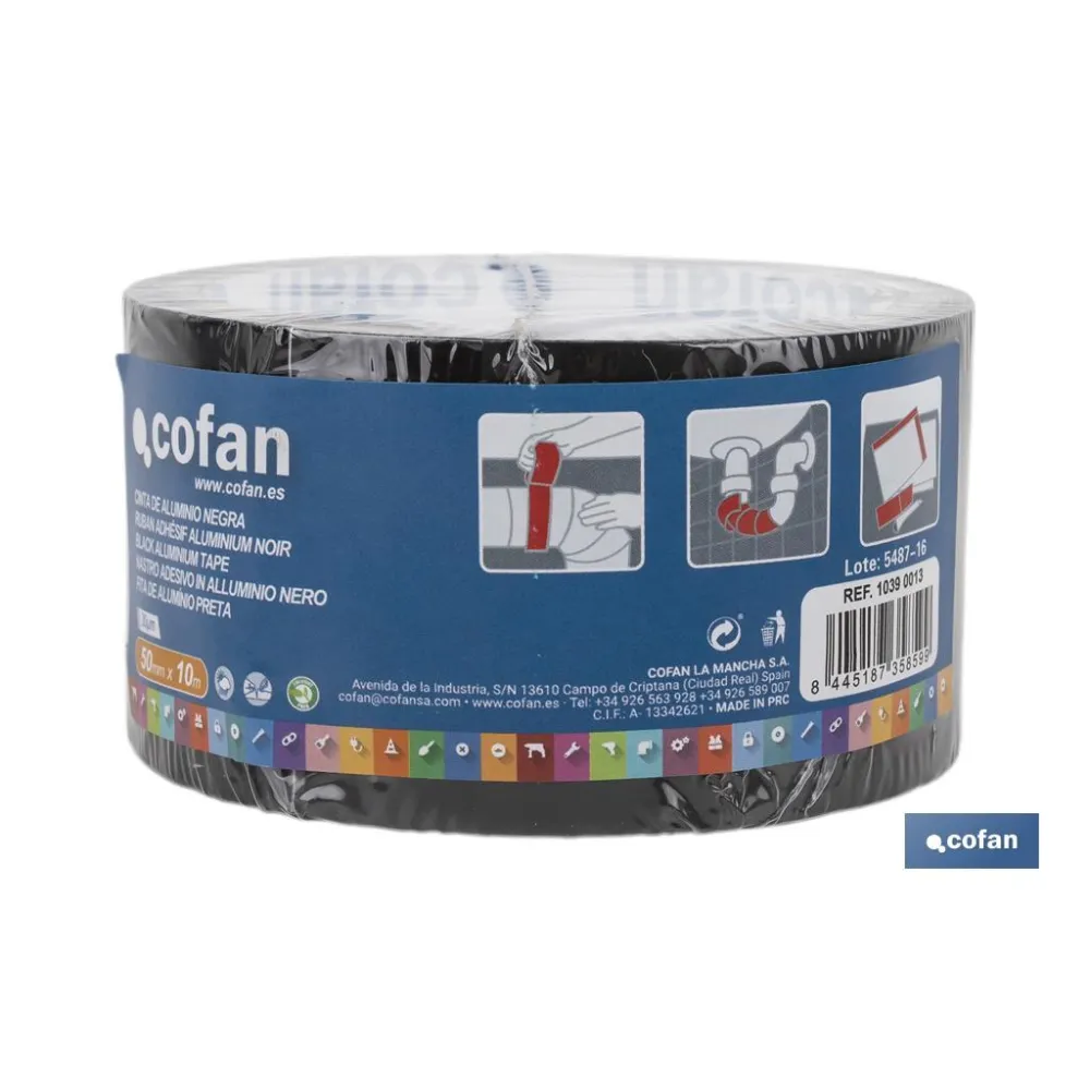 CINTA DE ALUMINIO NEGRA 30 MICRAS 50 MM X 10 M
