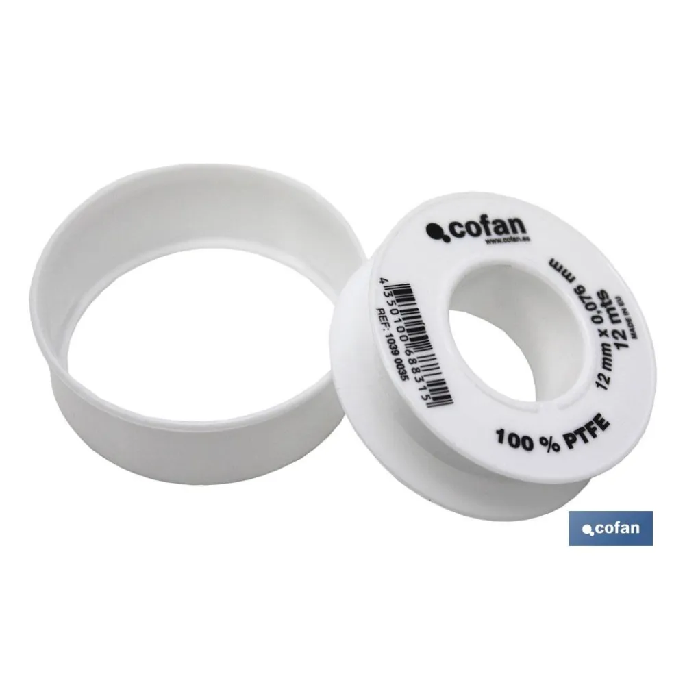 ROLLO 12 MTS CINTA PTFE DE 12mm X 0,076mm