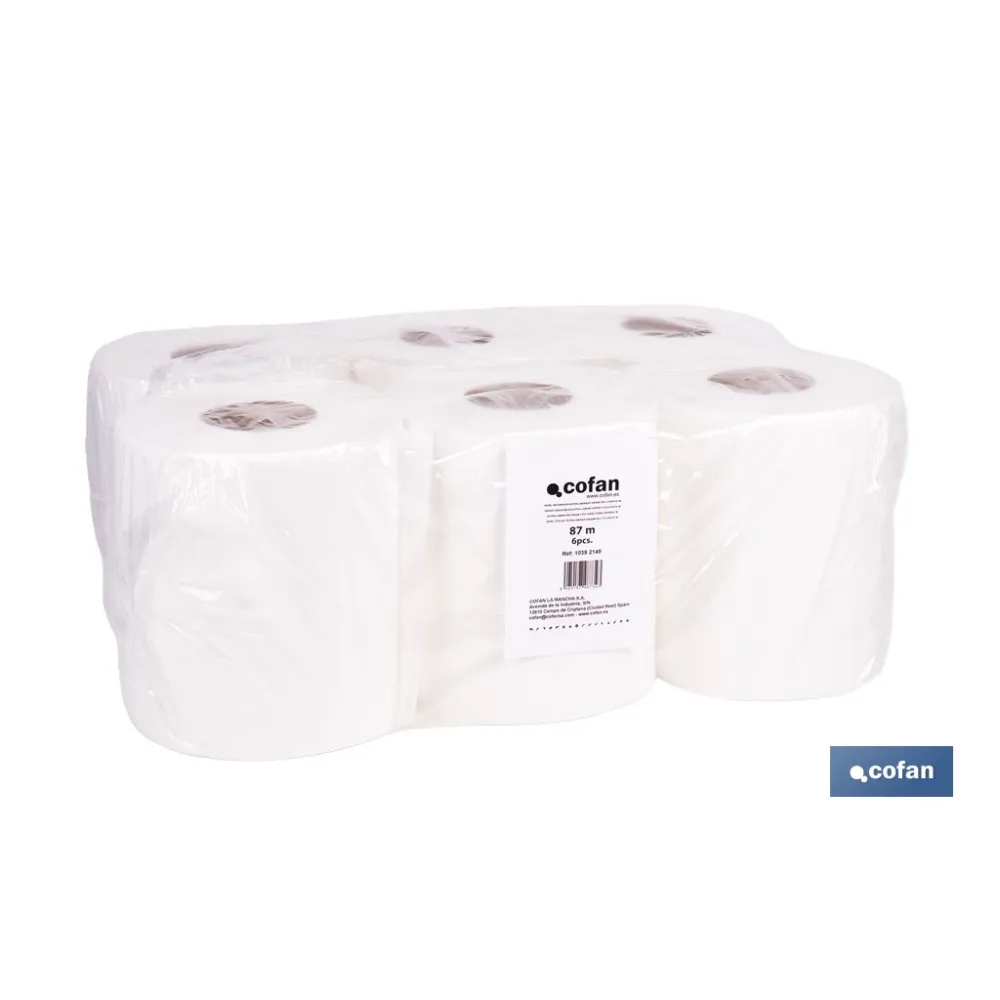 PAPEL SECAMANOS VIRGEN EXTRALAMINADO DE 2 CAPAS 90 M (6 ROLLOS)