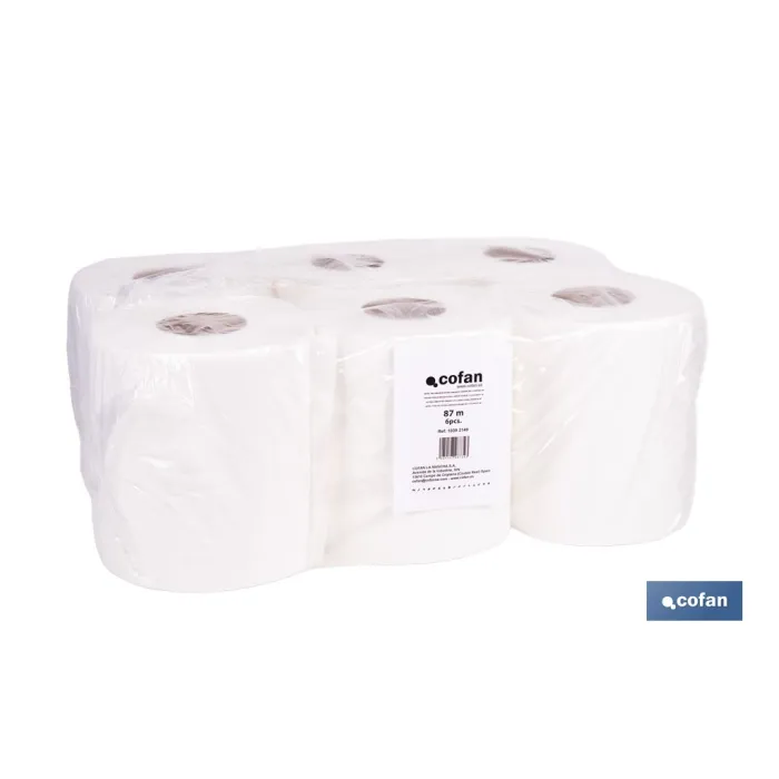 PAPEL SECAMANOS VIRGEN EXTRALAMINADO DE 2 CAPAS 90 M (6 ROLLOS)