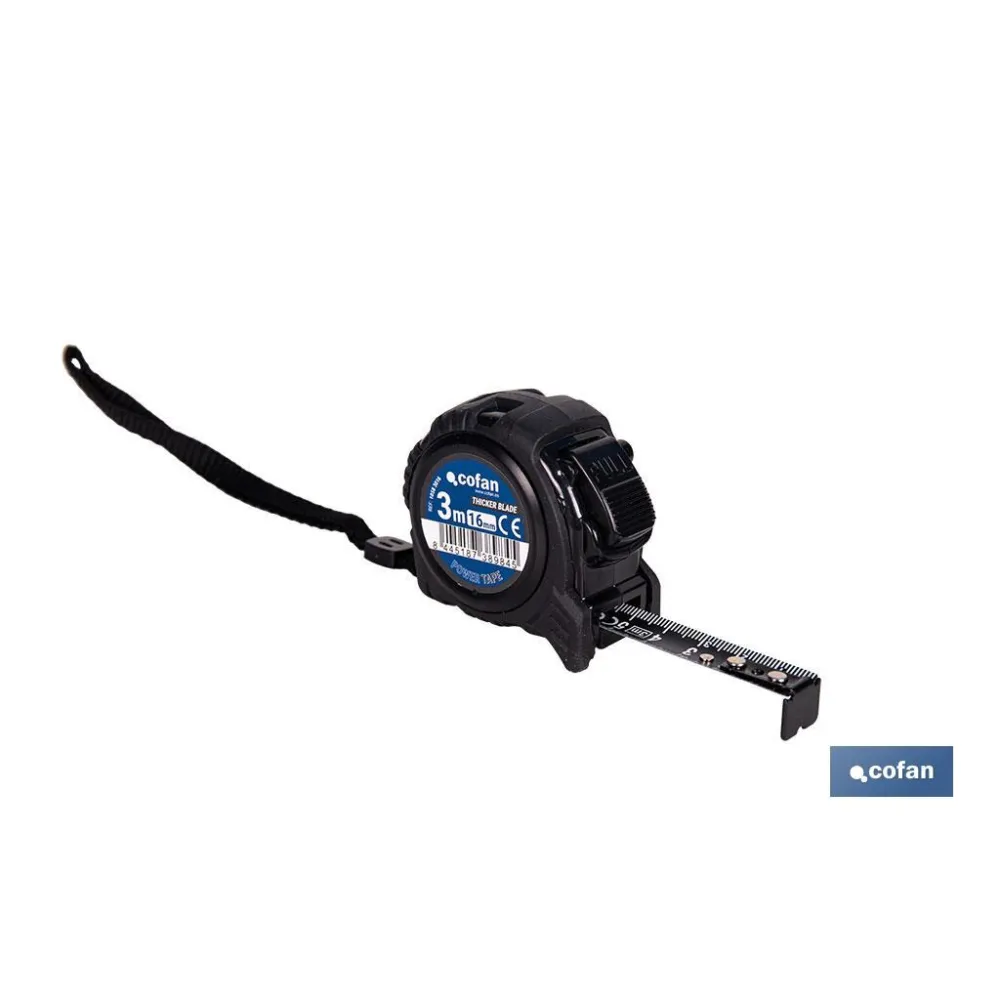 FLEXÓMETRO HOJA NEGRA DOBLE CARA 16 MM X 3 M