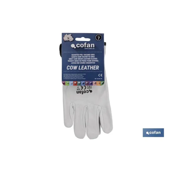 GUANTES PIEL VACUNO GRIS T-8