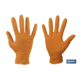 CAJA 100 UDS. GUANTES DE NITRILO NARANJA DIAMANTADO 8,5 G TALLA M