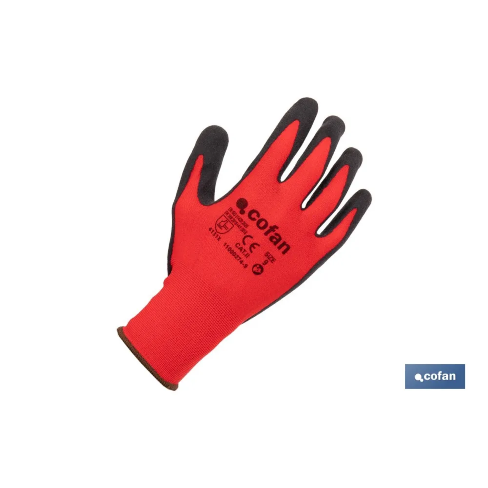 GUANTE IMPREGNADO SANDY COATED ROJO/NEGRO TALLA 7