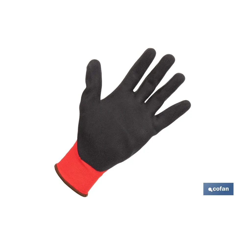 GUANTE IMPREGNADO SANDY COATED ROJO/NEGRO TALLA 9