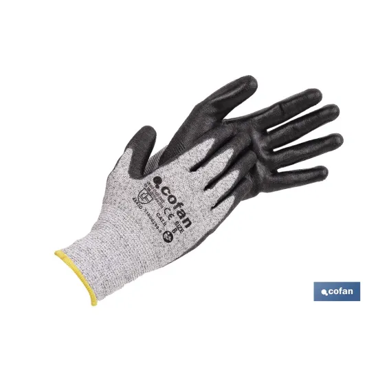GUANTE ANTICORTE ULTRA LIGERO IMPREGNADO PU NEGRO T-8
