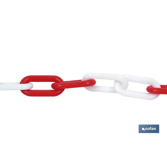 CADENA DE PLÁSTICO 8mm 30 mts (ROJO/BLANCO)