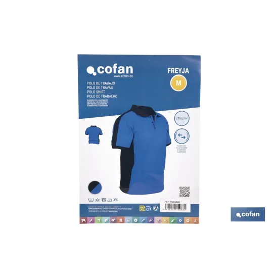 POLO FREYJA ELASTANO 210 G/M2 AZUL-NEGRO TALLA M