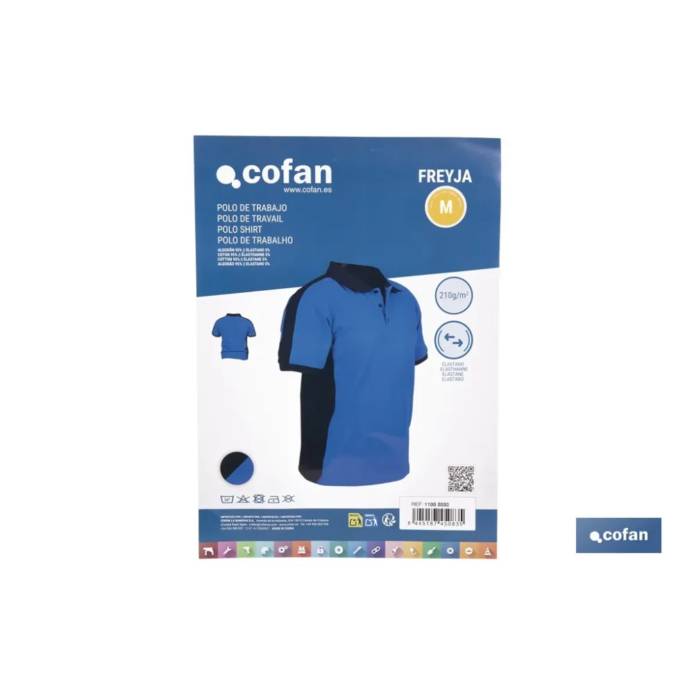 POLO FREYJA ELASTANO 210 G/M2 AZUL-NEGRO TALLA M