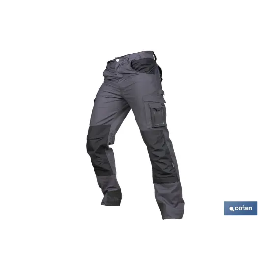 PANTALÓN DE TRABAJO HEIMDALL ELASTANO 280 G/M2 GRIS OSCURO CON DETALLES NEGROS TALLA 64