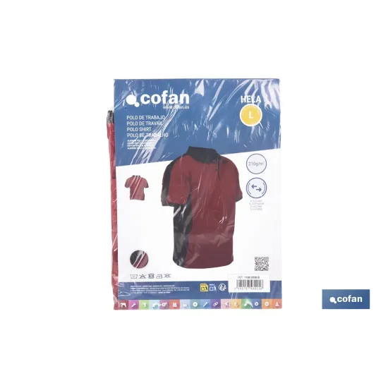 POLO HELA ELASTANO 210 G/M2 ROJO OSCURO-NEGRO TALLA XXL