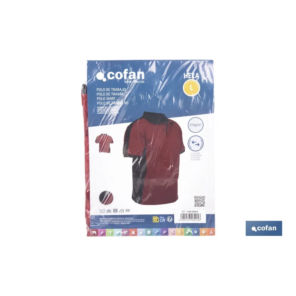 POLO HELA ELASTANO 210 G/M2 ROJO OSCURO-NEGRO TALLA XXL