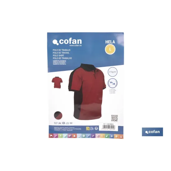 POLO HELA ELASTANO 210 G/M2 ROJO OSCURO-NEGRO TALLA XXL